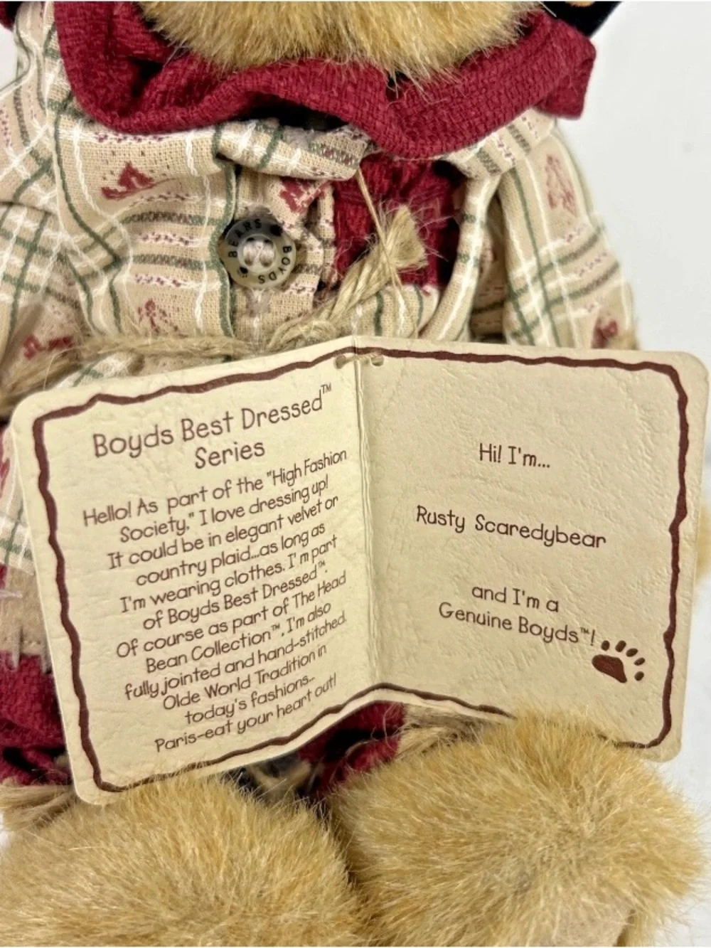 Longaberger Boyd's Bear Exclusive Rusty Scaredy Scarecrow Bear Limited 2001 NWT